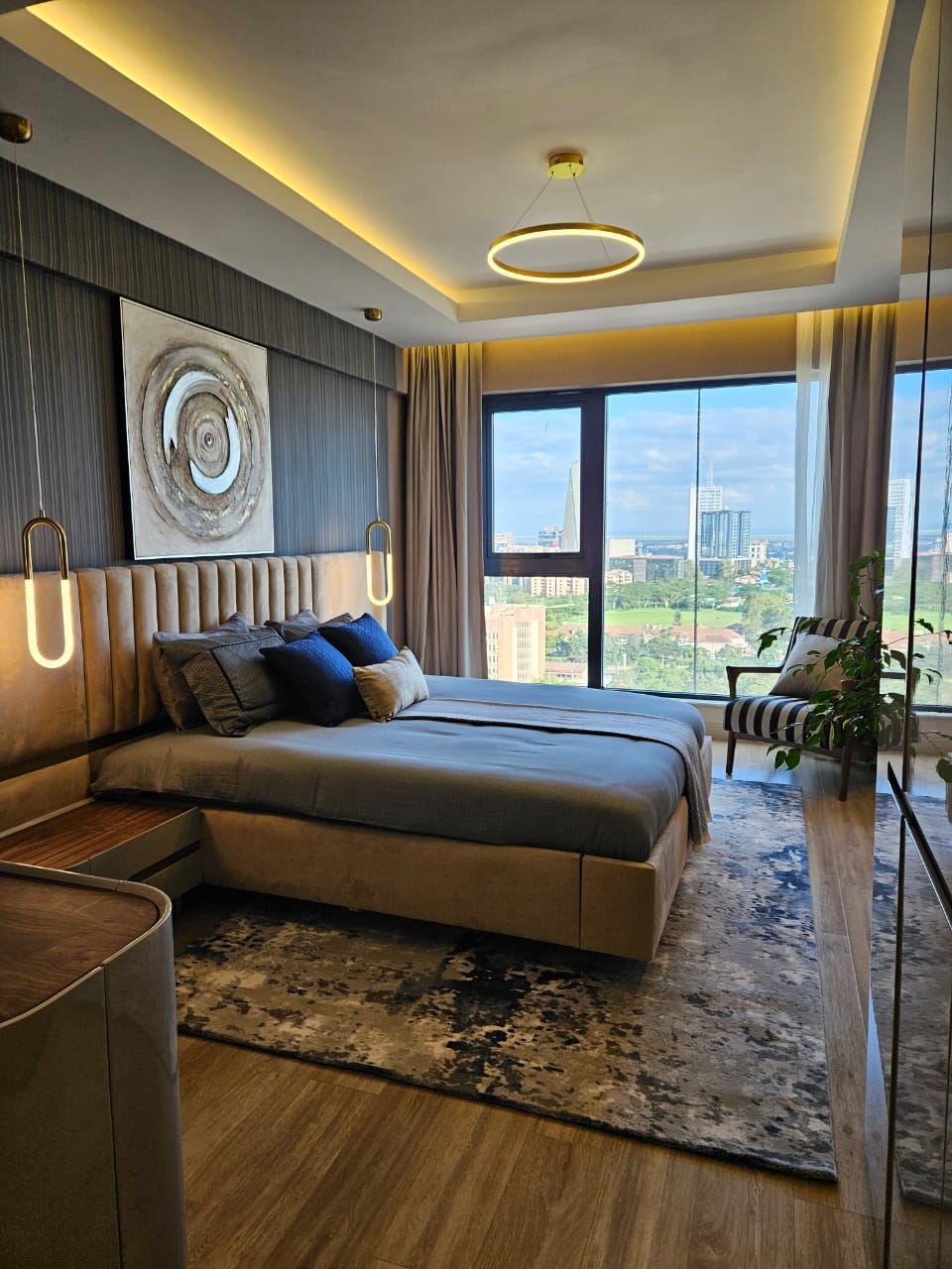 Master bedroom with panoramic window
